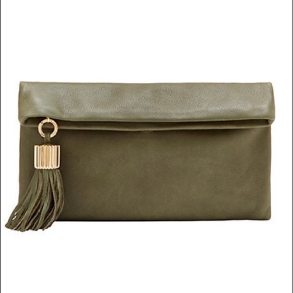 India Hicks Carmen Clutch - Army Green NEW
